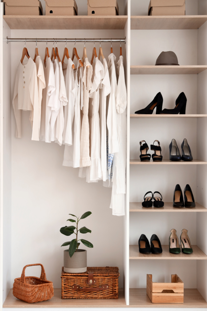 Simple Ways to Organize a Cozy Closet white and beige cozy home photo collage (pinterest pin) (1)